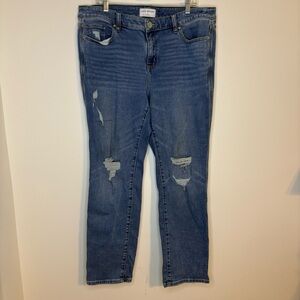 Lane Bryant Flex Magic Waistband Mid-Rise Straight Leg Distressed Jeans